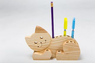 cat pencil holder by wooden toy gallery