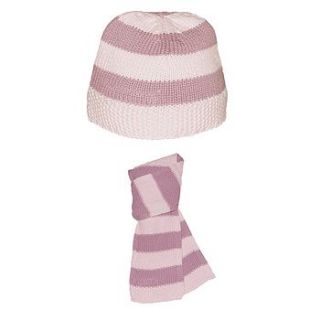 baby girls striped hat and scarf set by toffee moon