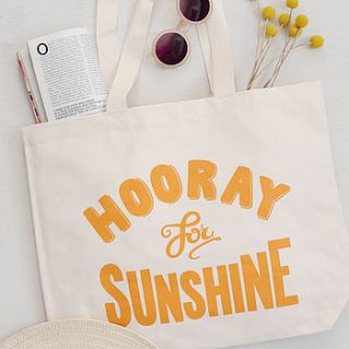 'hooray for sunshine' canvas beach bag by alphabet bags