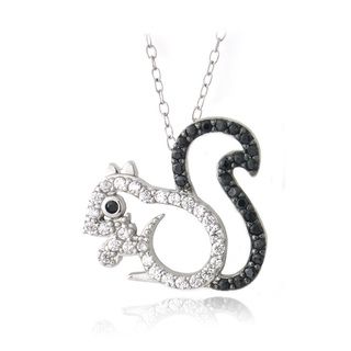 Icz Stonez Sterling Silver Black and White Cubic Zirconia Squirrel Necklace ICZ Stonez Cubic Zirconia Necklaces