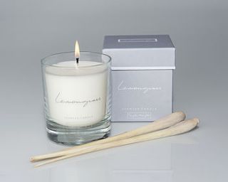 lemongrass scented candle in a glass by sophie allport