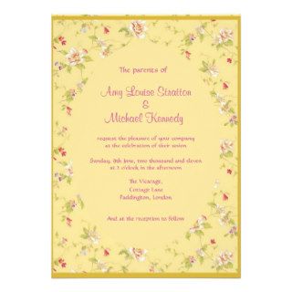 vintage flowers wedding invitation card