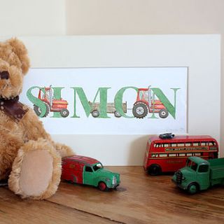 personalised hand painted tractor name painting by fiona carver