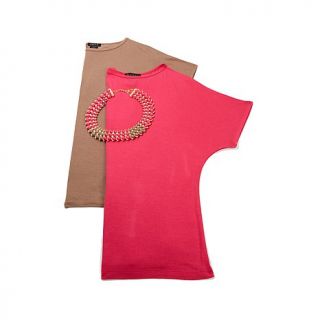 IMAN Global Chic Glam to the Max 2 Tees & Jeweled Necklace Set