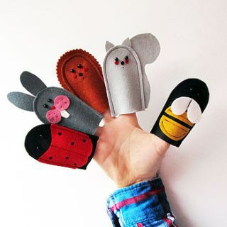 five felt wildlife finger puppets. set two by thebigforest