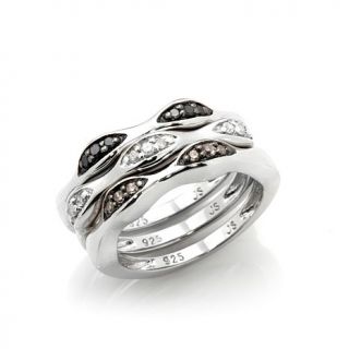 Colleen Lopez .24ct Black, White and Champagne Diamond Sterling Silver Stackabl