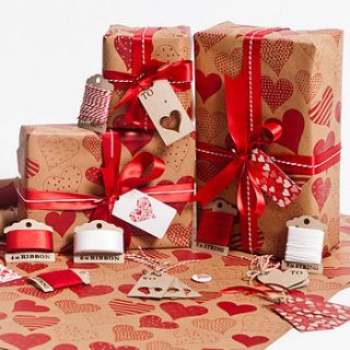 love hearts brown wrapping paper by sophia victoria joy