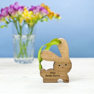 personalised bunny ornament by wooden toy gallery