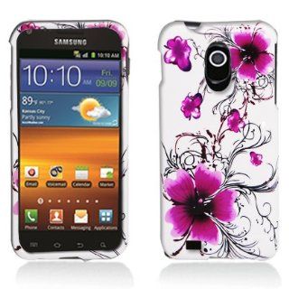 Aimo SAMD710PCIM241 Durable Hard Snap On Case for Samsung Galaxy S2/Epic 4G Touch/D710   1 Pack   Retail Packaging   Purple Flowers Cell Phones & Accessories