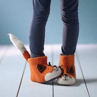adult finlay fox felt slippers by sew heart felt