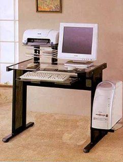 Versatile Computer Workstation With Glass Top   Home Office Computer Desks