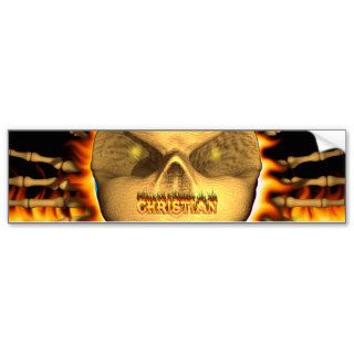 Christian skull real fire and flames bumper sticke bumper stickers