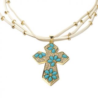 Real Collectibles by Adrienne® Jeweled Robin's Egg Blue Cross Pendant with