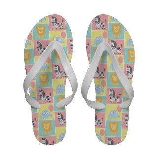 Cute Zoo Animals in Colorful Pattern Sandals