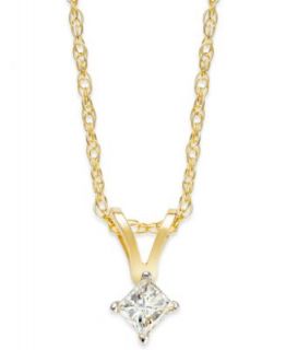 Diamond Necklaces, 10k Gold Princess Cut Diamond Pendants   Necklaces   Jewelry & Watches