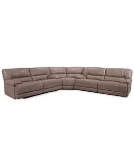 Zach Leather 2 Piece Power Reclining Sectional Sofa (2 Sofas and Wedge)   Furniture