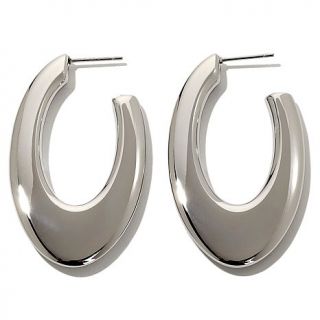 Stately Steel Thin Oblong Hoop Earrings