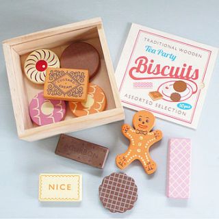 traditional wooden tea party biscuits by lilac coast