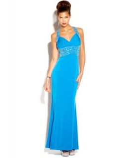 Xscape Sleeveless Glitter Lace Mermaid Gown   Dresses   Women