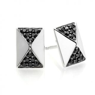 Absolute™ Sterling Silver Pavé Pyramid Stud Earrings