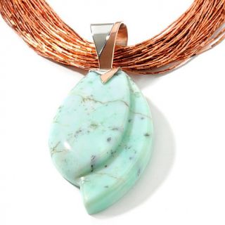 Jay King Green Opal Sterling Silver and Copper Pendant and 18 1/4" Necklac