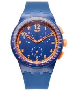 Swatch Watch, Unisex Swiss Chronograph Blue C Silicone Strap 42mm SUSN400   Watches   Jewelry & Watches