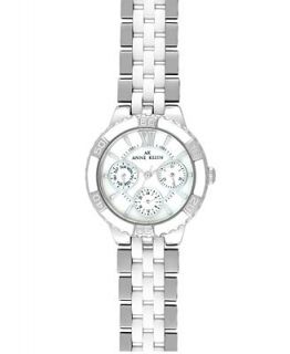 Anne Klein Watch, Womens Chronograph Silver Tone and White Ceramic Bracelet 26mm 10 9699MPWT   Watches   Jewelry & Watches