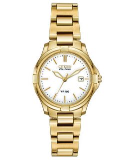 Citizen Womens Eco Drive Silhouette Gold Tone Stainless Steel Bracelet Watch 28mm EW1962 53A   Watches   Jewelry & Watches