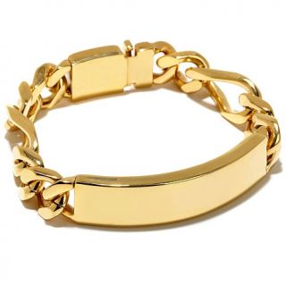 Men's Goldtone Stainless Steel Figaro Link ID Bracelet