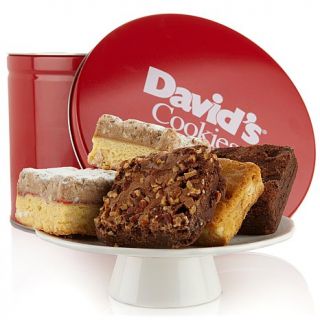 David's Cookies 16 piece Brownies and Crumb Cakes in Red Tin   AutoShip
