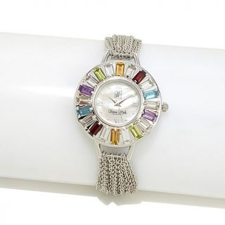 Victoria Wieck 7.7ct Ladies' Multigemstone Baguette 7 7/8" Chain Watch