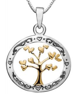 Inspirational 14k Gold and Sterling Silver Necklace, Family Tree Inspirational Pendant   Necklaces   Jewelry & Watches