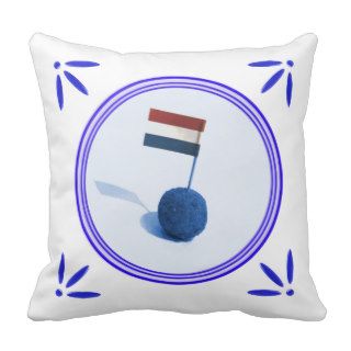 Dutch Snack Bitterbal Windmill Clogs Delft Blue Throw Pillow
