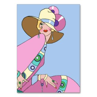 Shelby, 1920s Lady in Blue and Pink Business Card Template