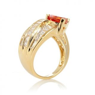 Victoria Wieck 4.25ct Absolute™ Created Padparadscha and Baguette Wrap Ri