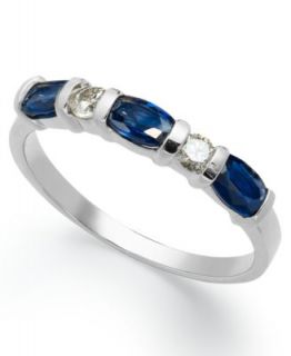 14k White Gold Ring, Diamond (1/5 ct. t.w.) and Sapphire (1/3 ct. t.w.) Band   Rings   Jewelry & Watches