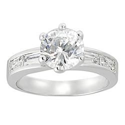 Journee Collection Silvertone Round and Baguette cut CZ Ring Journee Collection Cubic Zirconia Rings