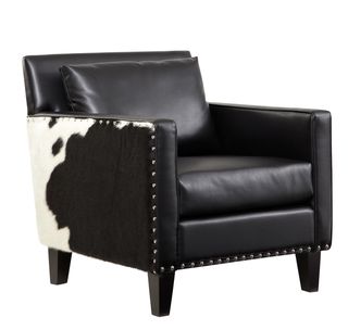 Dallas Chair Black Leathr/Real Cowhide Side Panels Chairs