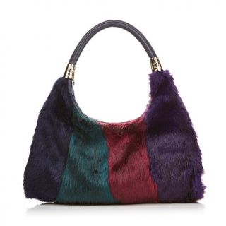 Sharif Colorblock Large Faux Fur and Leather Hobo