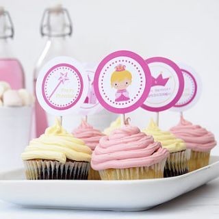 set of 12 princess cupcake toppers by peach blossom
