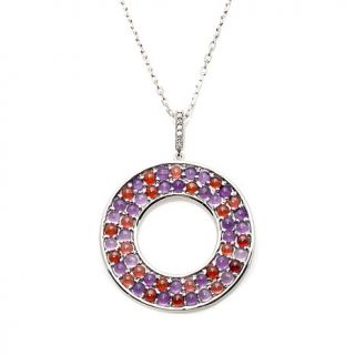 Mateo Bijoux Multigemstone Sterling Silver "Madeline" Round Pendant with 16" Ch