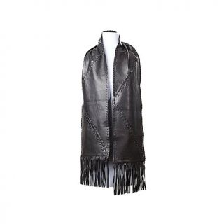 Handwhipstitched Leather Scarf with Fringe