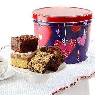 David's Cookies 16 piece Brownies and Crumb Cakes in Valentine's Day Tin   AUTO