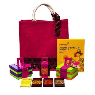 indian inspired chocolate jute hamper by devnaa