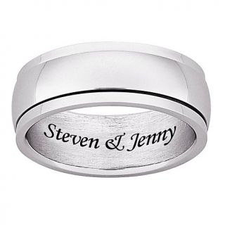Men's Stainless Steel Polished Engraved Spinner Band Ring