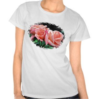 Peach Roses Flower Baby Doll Cotton T Shirt Top