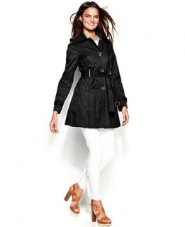 MICHAEL Michael Kors Logo Lined Hooded Single Breasted Trench Coat   Coats   Women
