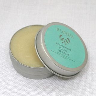 peppermint and cocoa lip balm by bloom beautiful