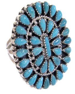 Turquoise Sterling Silver Southwestern Jewelry Ring Size 7 3/4 AW64527 SilverTribe Jewelry