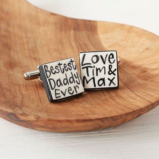 personalised 'bestest daddy ever' cufflinks by mary fellows